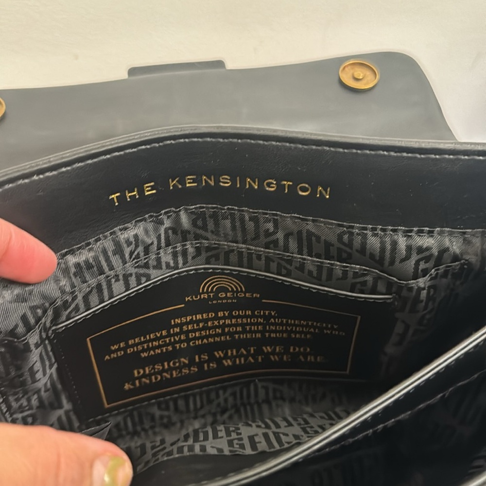 Kurt Geiger London Medium Kensington Union Jack Black Leather Bag - Picture 4 of 7